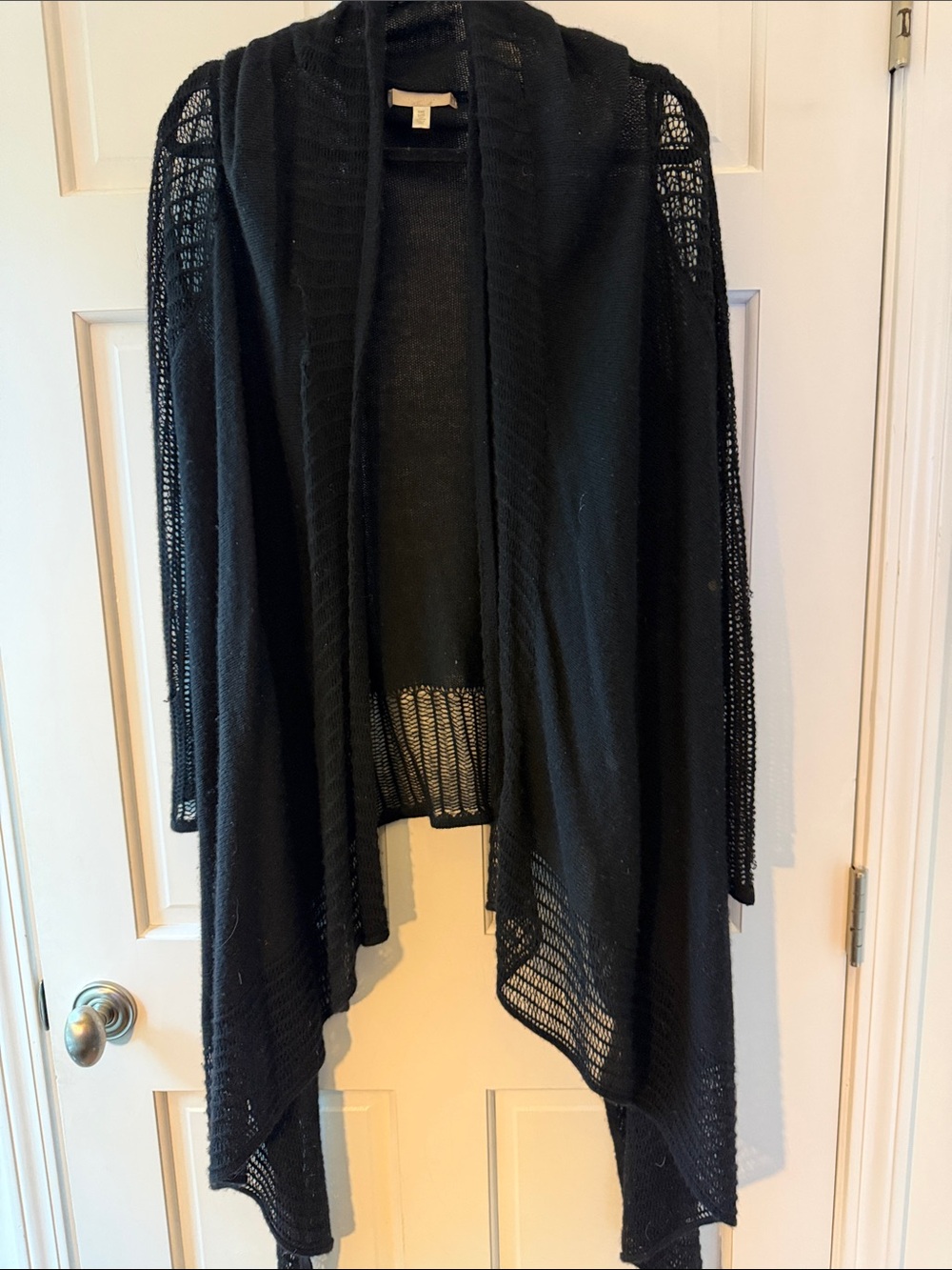 Nordstrom Black Open-Front Knit Draped Cardigan
